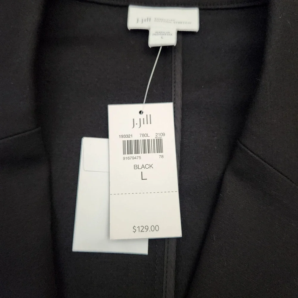 J. Jill Large Essential Cotton-Stretch Blazer Black Button Jacket Corporate